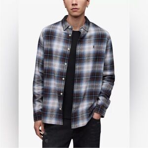 All Saints Black and White Plaid Button-Down Shirt